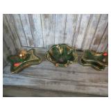 MID CENTURY GREEN & GOLD STUDIO CERAMIC SET