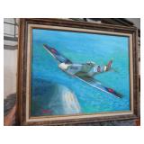 OIL ON CANVAS SPITFIRE PAINTING