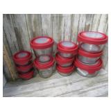 GLASS FOOD STORAGE BOWL SET -- 11 BOWLS & LIDS