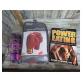 BOXING GLOVES, JUMP ROPE & POWER EATING BOOK