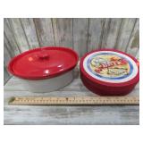 STONEWARE POT & DECORATIVE CHEESE PLATES