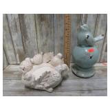 BIRD FEEDER BOWL & POTTERY BIRD FIGURE