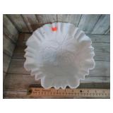 IMPERIAL SATIN MILK GLASS BOWL W/ ROSES