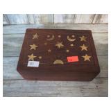 BRASS INLAID WOOD BOX