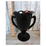 LE SMITH BLACK AMETHYST GLASS COMPOTE