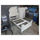 TWIN BED FRAME & 5 DRAWER CHEST OF DRAWERS