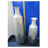 PAIR-- LARGE METAL VASES