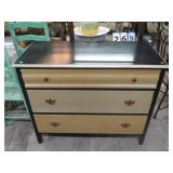 3 DRAWER BLACK & GOLD BUREAU