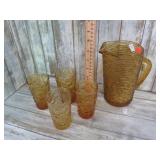 1970 ANCHOR HOCKING SORANO JUICE PITCHER & GLASSES