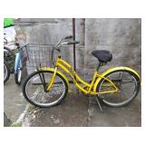 26" GIRLS BIKE W/ BASKET -- YELLOW -- FAIR