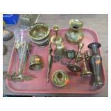 BRASS CANDLE HOLDERS, ETC