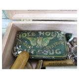 CIGAR BOX & MISC CONTENTS