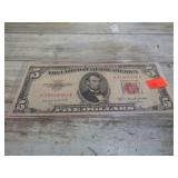 1953 SERIES RED SEAL $5 BILL