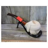 UNSMOKED MEERSCHAUM PIPE W/ STAND