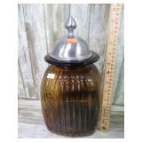 LARGE AMBER GLASS CANISTER