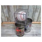 SIGNED BASEBALL & FOOTBALL CARD TINS