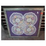 FRAMED CROCHET WORK 16" X 16"