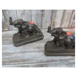 CAST ELEPHANT BOOK ENDS