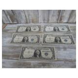 5-- 1957 SERIES $ SILVER CERTIFICATES