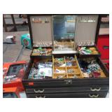 ASSORTED COSTUME JEWELRY & BOX