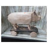 WOODEN PULL TOY PIG