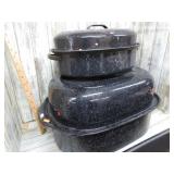 2-- ENAMELWARE ROASTING POTS
