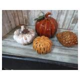 CERAMIC PUMPKINS & PINE CONE