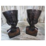2-- CAST METAL PHARAOH BUST STATUES