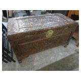CARVED ORIENTAL WOODEN TRUNK