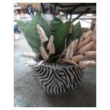 LARGE POTTERY PLANTER & ARTIFICIAL PLANTS
