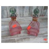 2-- SC LINE ART GLASS BOTTLES