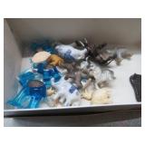 GLASS, CERAMIC & CARVED BONE ELEPHANT FIGURINES