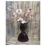 ARTIFICIAL FLOWERS IN POTTERY VASE