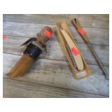 RAZOR, SHAVING BRUSH & BUTTON PULLER