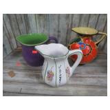 3-- POTTERY PITCHERS