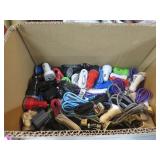 ASSORTED PHONE CORDS & 12V & 110 V ADAPTORS