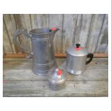 ALUMINUM PITCHER, TEAPOT & STRAINER