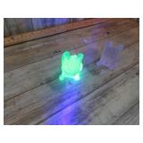 1-- URANIUM GLASS BULLDOG & 1-- CLEAR GLS BULLDOG