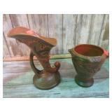 2-- ROSEVILLE POTTERY VASES -- SM ONE HAS CHIP