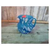 ART GLASS BLUE SPATTER CREAMER
