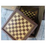 SILVER FLATWARE CHEST, CHESS SET & TRAY