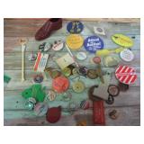 ADVT BUTTONS, PINS, ETC