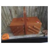 WOODEN CANTILEVER SEWING BOX