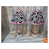 PAIR-- MARBLE BASE BOUDOIR LAMPS