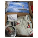 KING COMFORTER, SHEETS, WALL ART, ETC