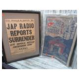 JAPS SURRENDER FRONT PAGE & WVA DANCE HALL FLYER
