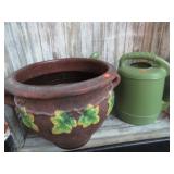 LARGE POTTERY PLANTER & WATER CAN