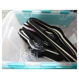 VELVET COVERED CLOTHES HANGERS & FLIP-TOP TUB