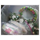 STORAGE TUB W/ PAPER PLATE, ETC