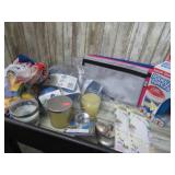 TRAY LOT -- CANDLES, DOWNY BALLS, BALLOONS, ETC